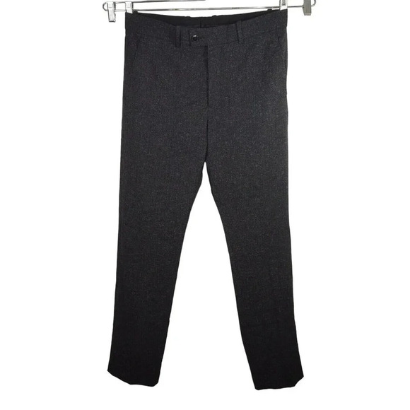 H&M Black Regular Fit Dress Pants Slim Leg Men Size 32 Reg. Flat Front Pockets - Picture 1 of 7